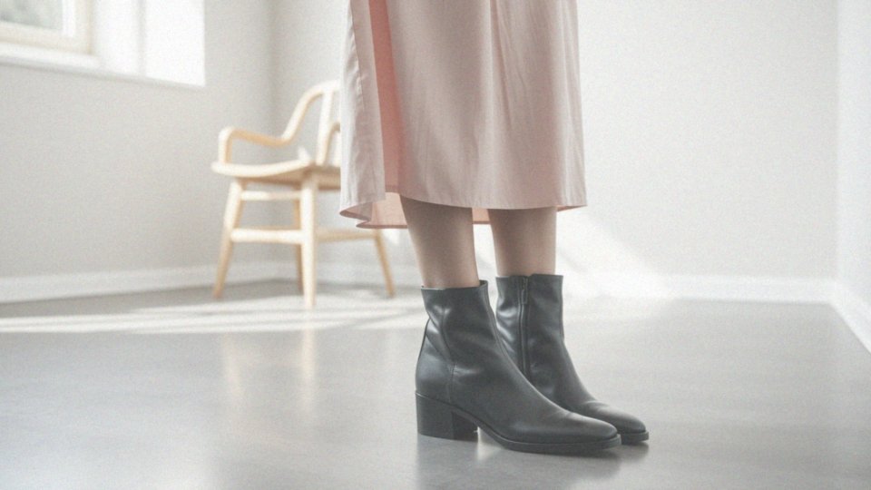 Jak czarne buty wpływają na stylizację z różową sukienką?